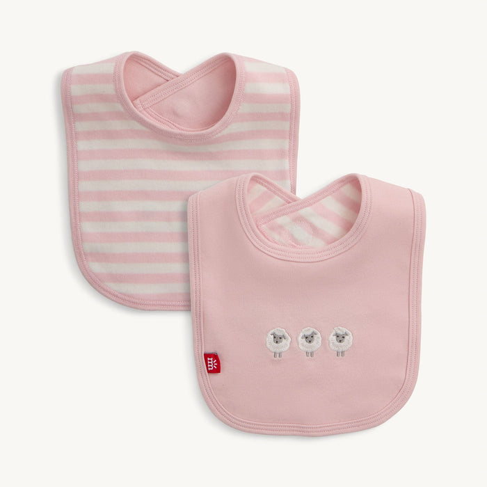 Magnetic Me Pink Stripe Organic Cotton Magnetic Reversible Bib