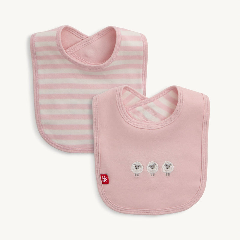 Magnetic Me Pink Stripe Organic Cotton Magnetic Reversible Bib