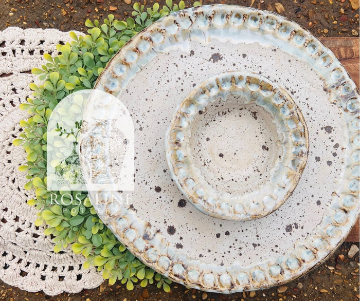 Rosaline Pottery Dimpled Chip & Dip Color Delta Blue