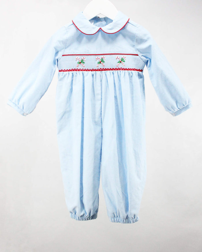 Baby Blessings Candy Cane Levi Romper Blue