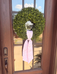 4"x 56" taffeta acanthus scroll chinoiserie SASH, light pink & white