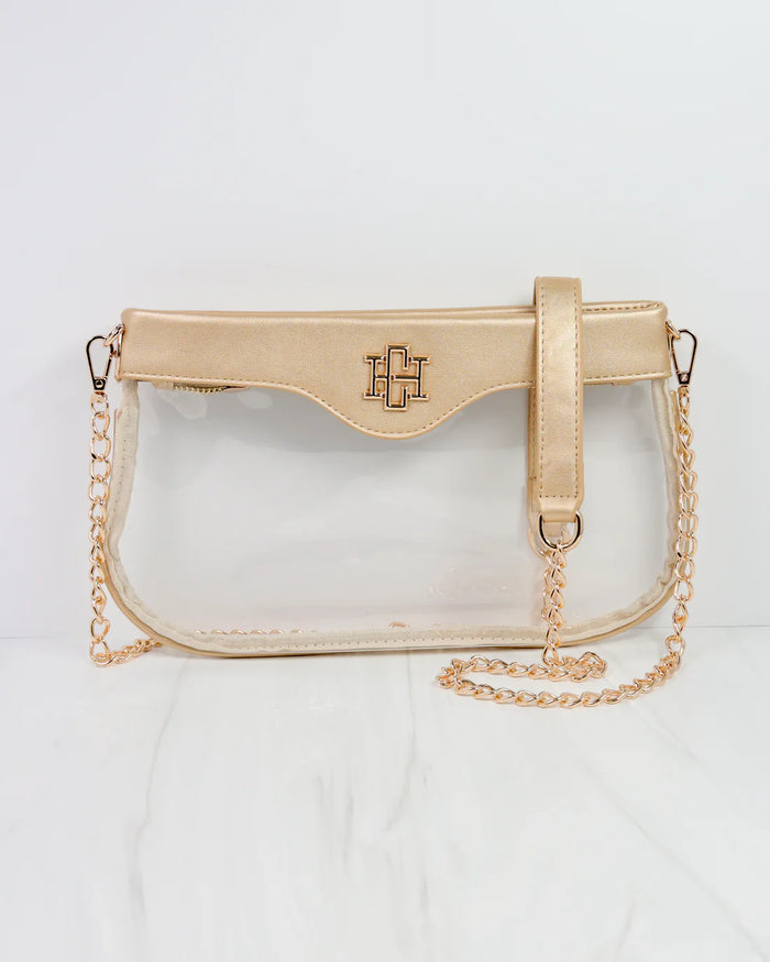 Caroline Hill Madi Clear Crossbody Gold