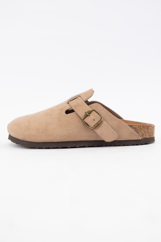 Soda Regis Round Toe Clog Sandals With Buckle Detail