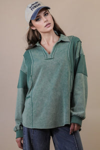 Mineral Washed Oversized French Terry Knit Top