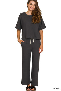 Raised Rib Short Sleeve Tee & Pants Set