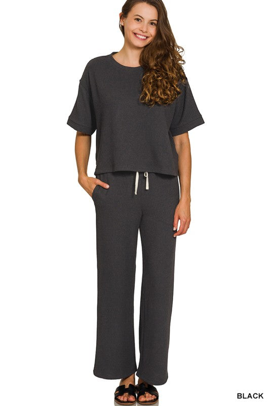 Raised Rib Short Sleeve Tee & Pants Set