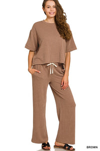 Raised Rib Short Sleeve Tee & Pants Set
