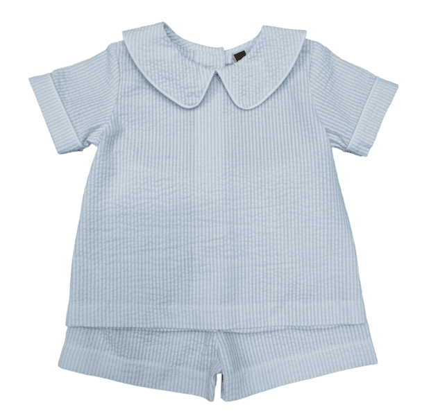 Banana Split Blue Stripe Seer Boys Short Set