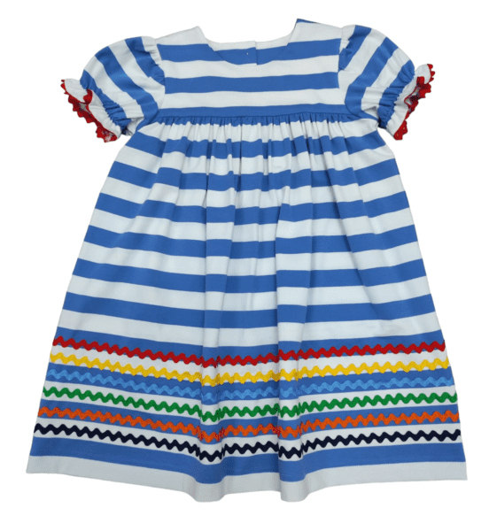 Banana Split Blue Stripe Ric Rac Dress