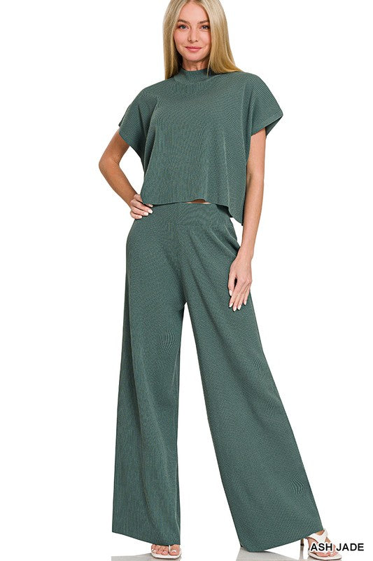 Viscose Sweater Short Slv Top & Pants 2pcs Set
