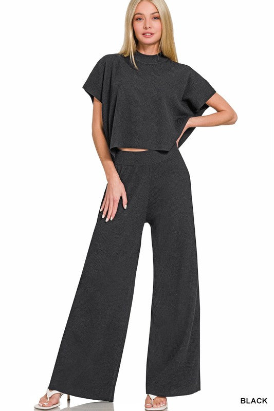 Viscose Sweater Short Slv Top & Pants 2pcs Set