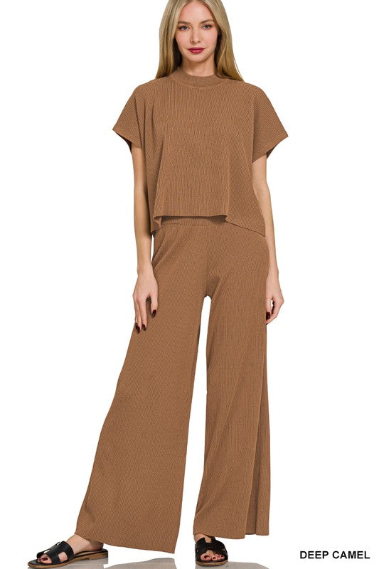 Viscose Sweater Short Slv Top & Pants 2pcs Set