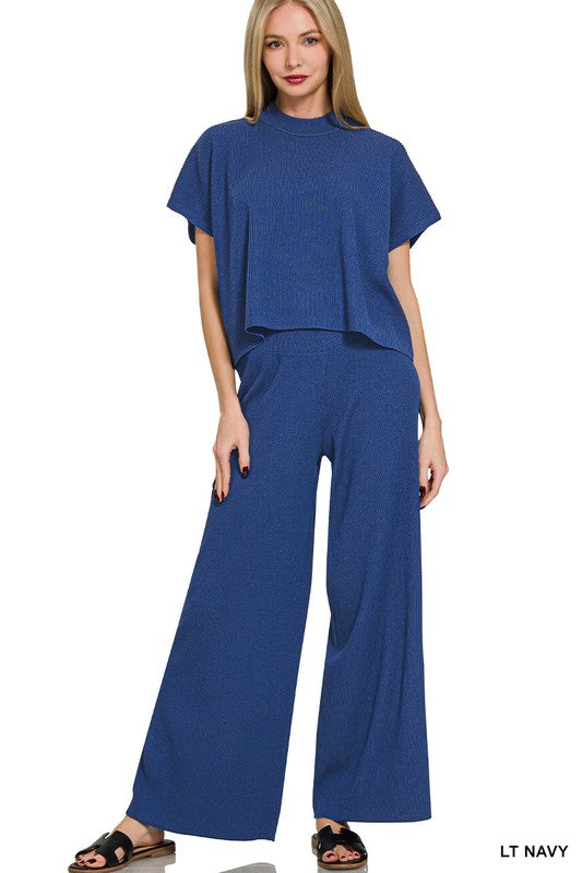 Viscose Sweater Short Slv Top & Pants 2pcs Set