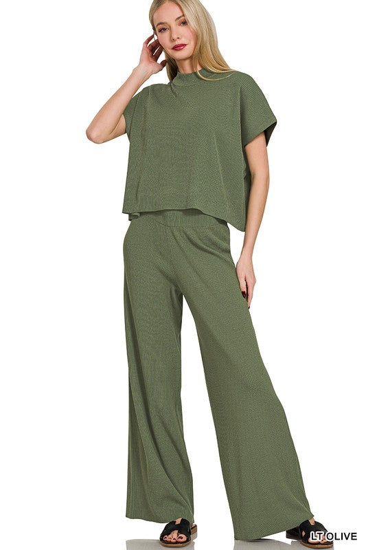Viscose Sweater Short Slv Top & Pants 2pcs Set
