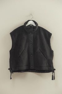 Cozy Sherpa Vest Jacket With Tie-up Side Details