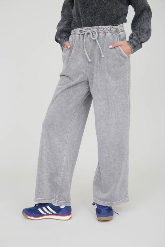 Washed Wide Leg Drawstring Lounge Pants