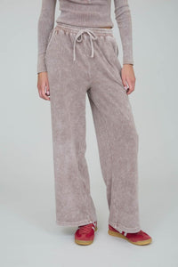 Washed Wide Leg Drawstring Lounge Pants