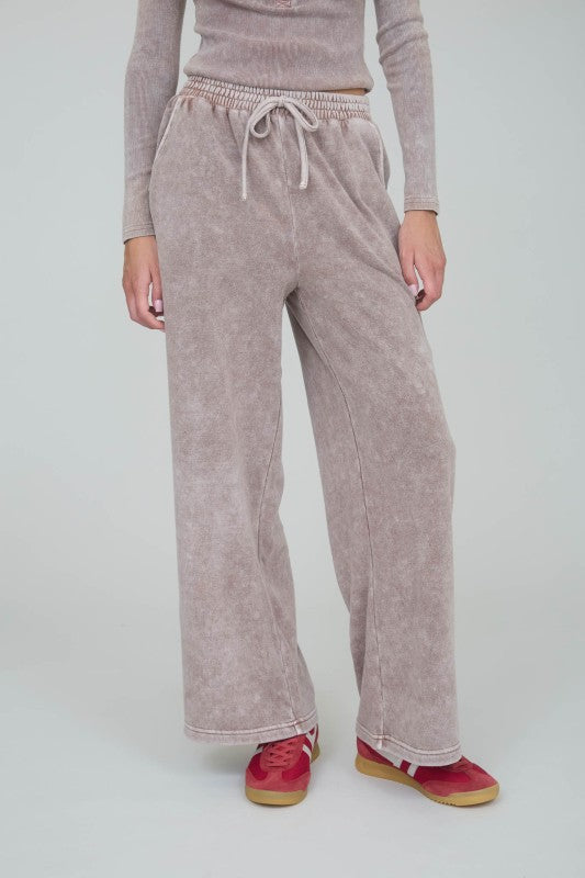 Washed Wide Leg Drawstring Lounge Pants