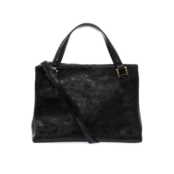 JOY SUSAN SHAWNA TRIPLE ZIP SATCHEL CROSSBODY BLACK