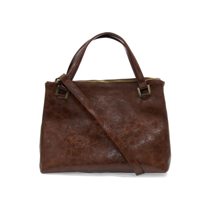 JOY SUSAN SHAWNA TRIPLE ZIP SATCHEL CROSSBODY SADDLE