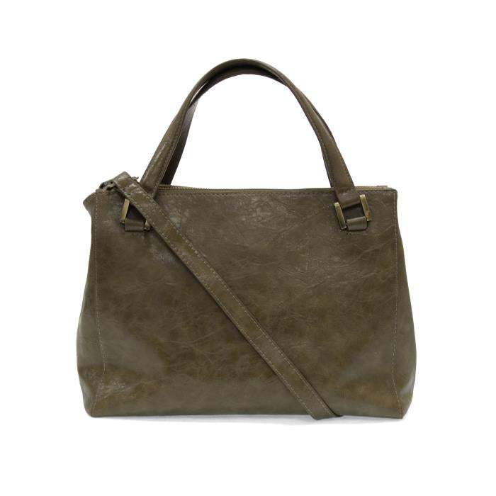 JOY SUSAN SHAWNA TRIPLE ZIP SATCHEL CROSSBODY TAUPE