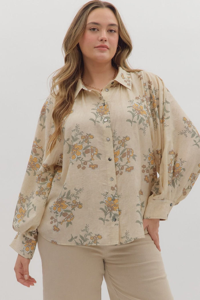Floral print long sleeve top