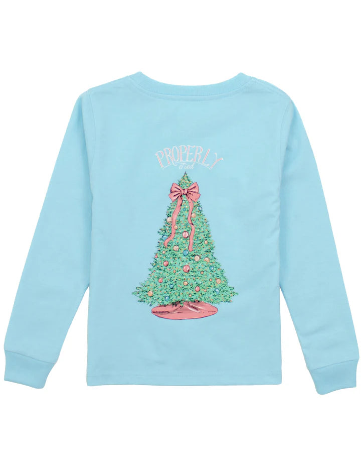 Properly Tied Girls Merry and Bright LS Powder Blue
