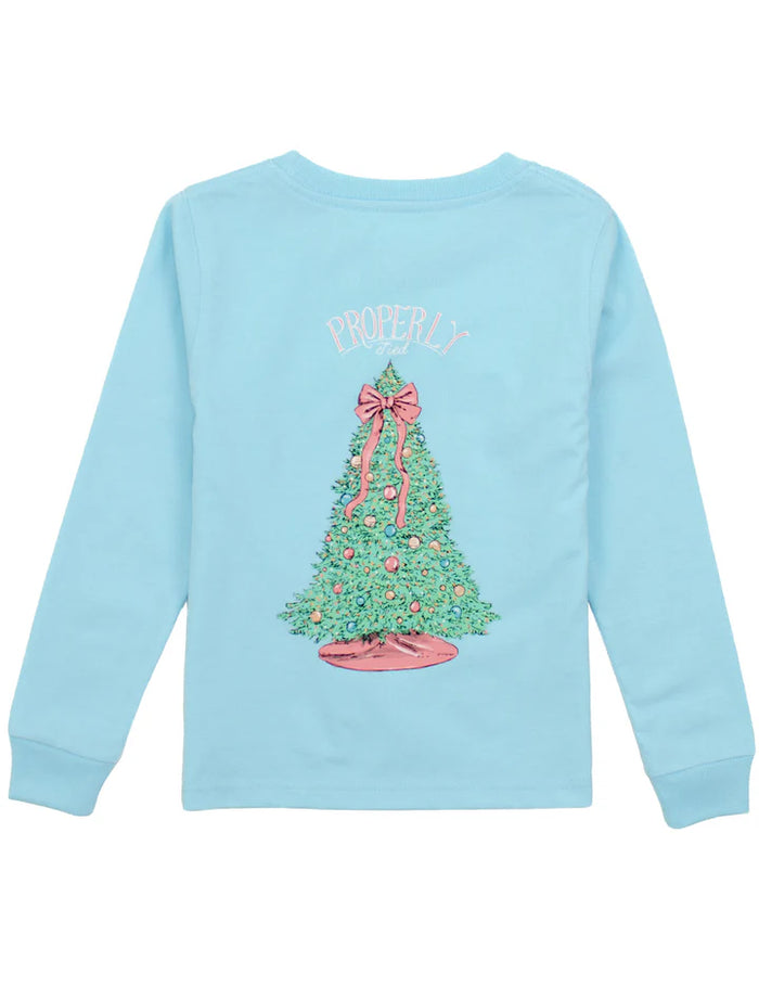 Properly Tied Girls Merry and Bright LS Powder Blue