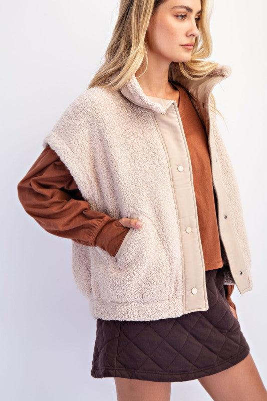 Oversized Micro Sherpa Vest