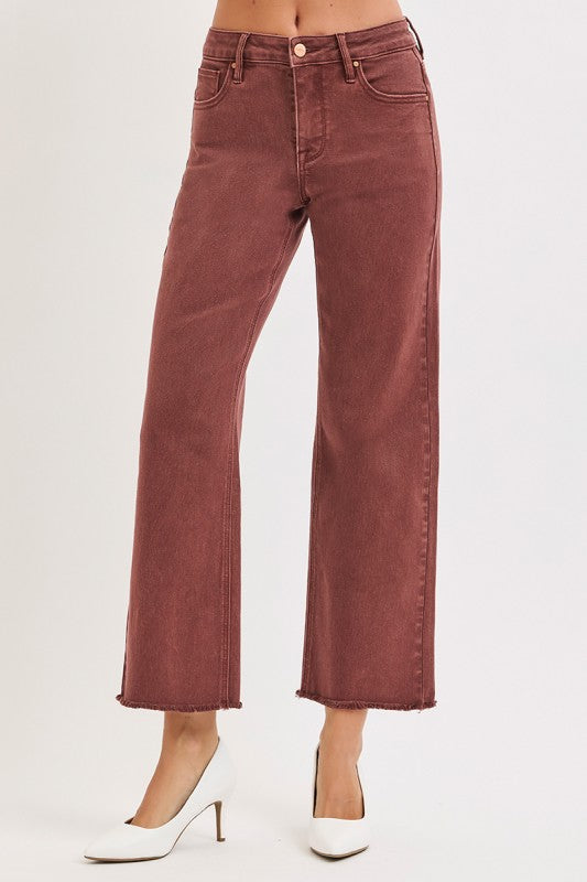 Mid Rise Ankle Wide Pants In Lurex Fabric