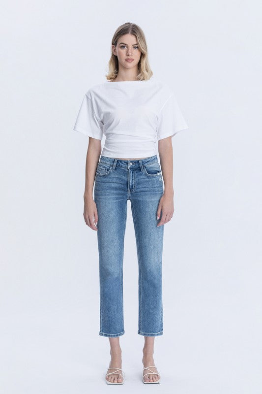 Vervet Mid Rise Ankle Slim Straight Jeans