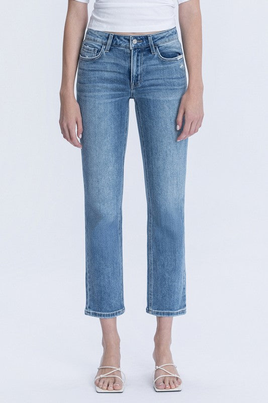 Vervet Mid Rise Ankle Slim Straight Jeans