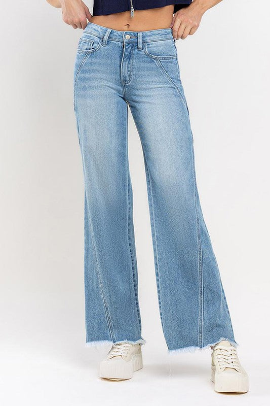 VERVET HIGH RISE A - LINE WIDE LEG JEANS