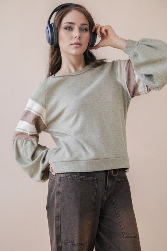 Oversized Color Block Comfy Casual Knit Top