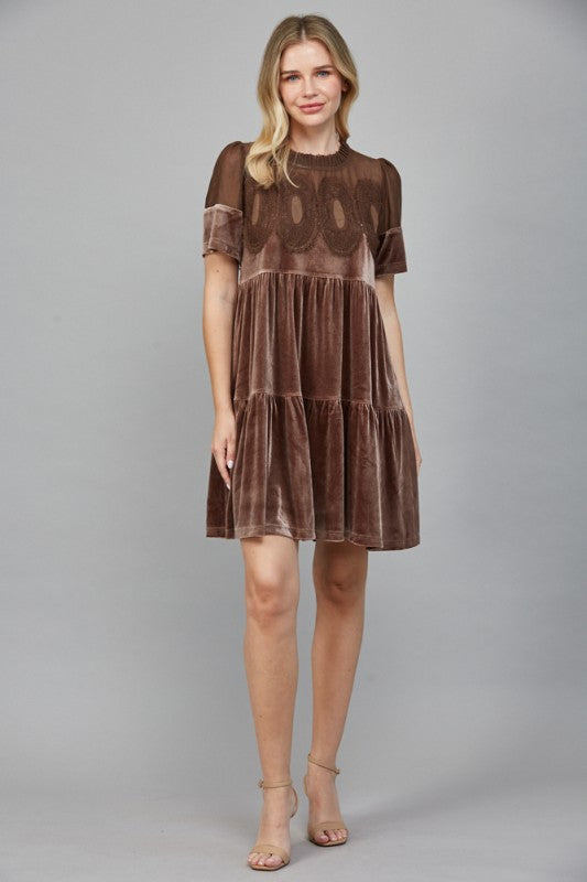 Contrast Sheer Mesh Panel With Intricate Lace
