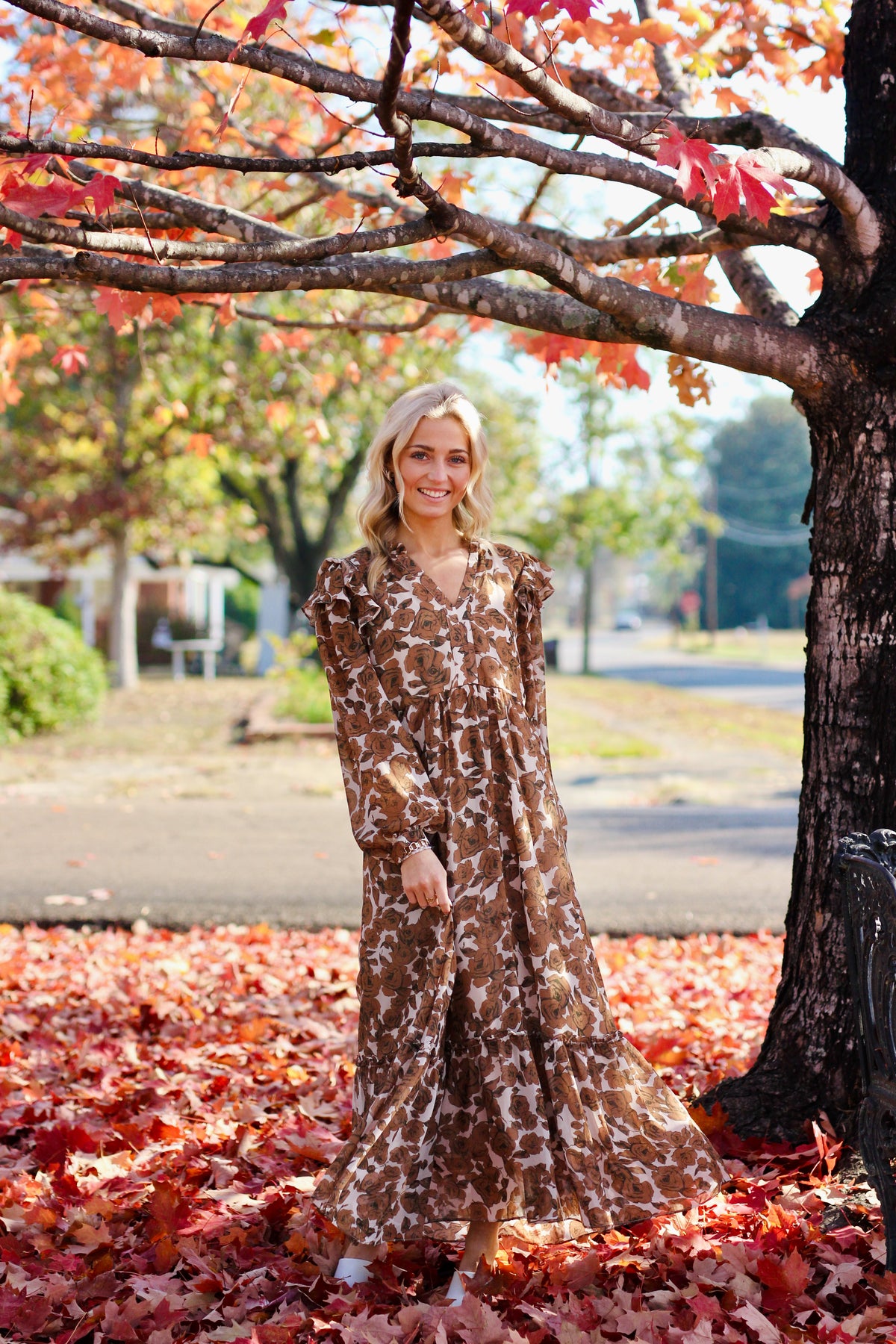 Floral Print Chiffon Maxi Dress