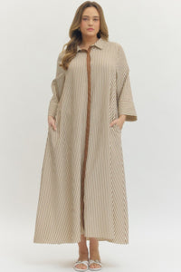Striped 3/4 sleeve Midi dress