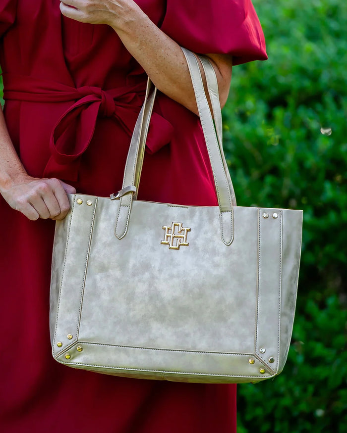 Caroline Hill Sophie Studded Tote Gold Shimmer