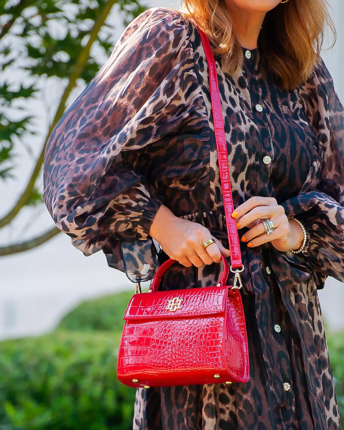 Caroline Hill Vivienne Handbag Red Patent EC