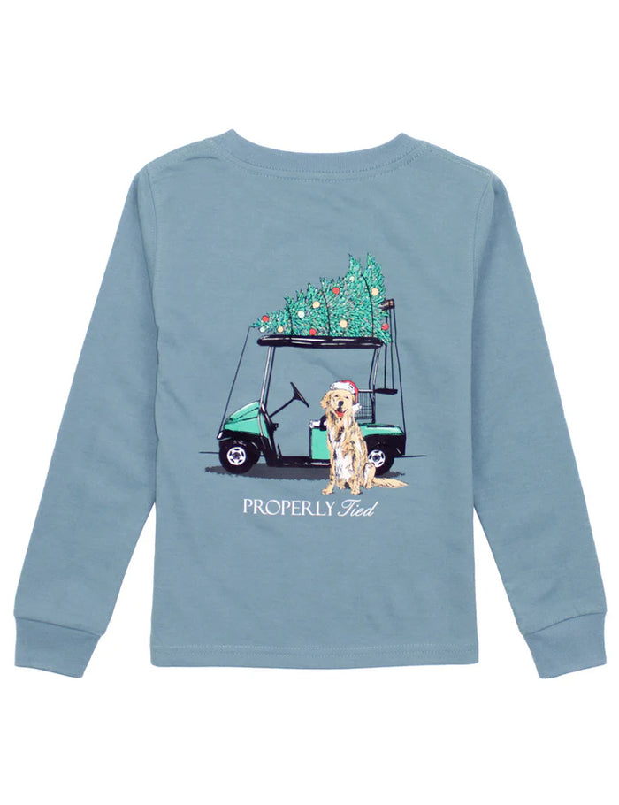 Properly Tied Boys Santa's Caddy LS Steel Blue