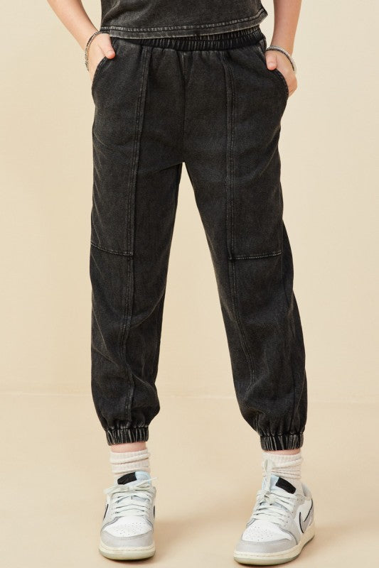 Girls Washed Paneled Knit Joggers