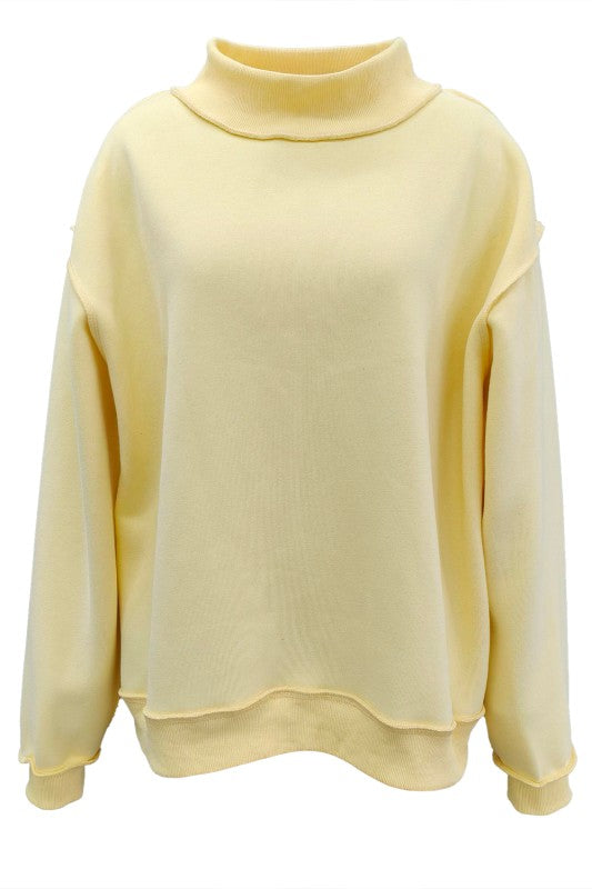 Solid reversible mock neck sweatshirt top