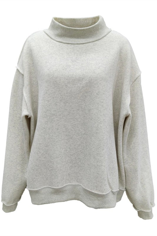 Solid reversible mock neck sweatshirt top