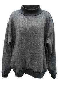 Solid reversible mock neck sweatshirt top