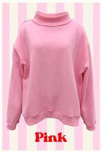 Solid reversible mock neck sweatshirt top