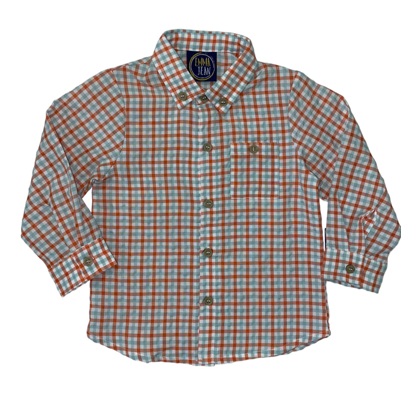 Emma Jean Seafoam Plaid L/S Button Down