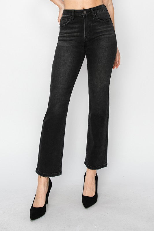 Risen High Rise Crop Straight Jeans