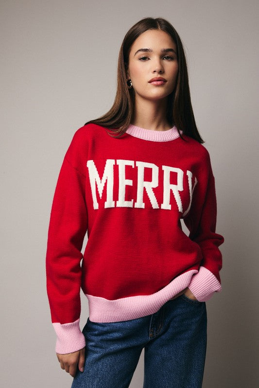 Crew Neck Long Sleeve 'merry' Sweater