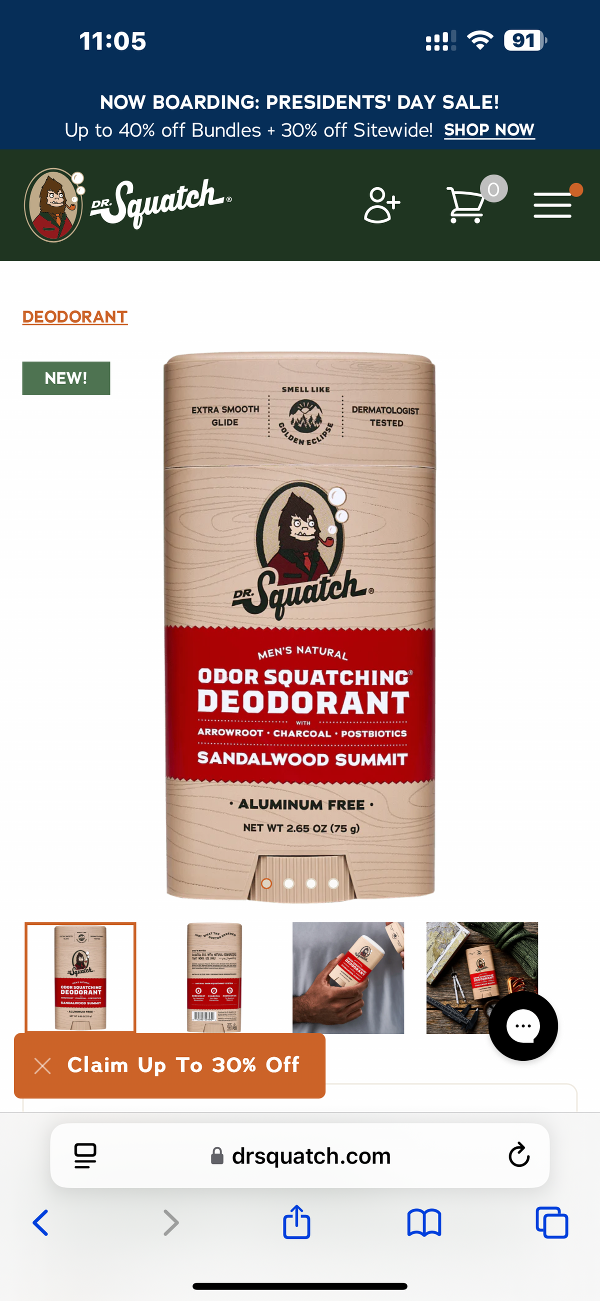 Dr. Squatch Deoderant- Sandalwood Summit