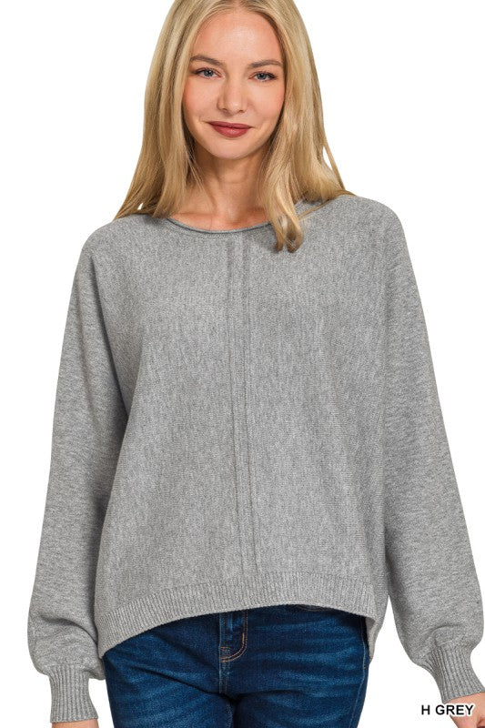 Viscose Front Seam Round-neck Sweater